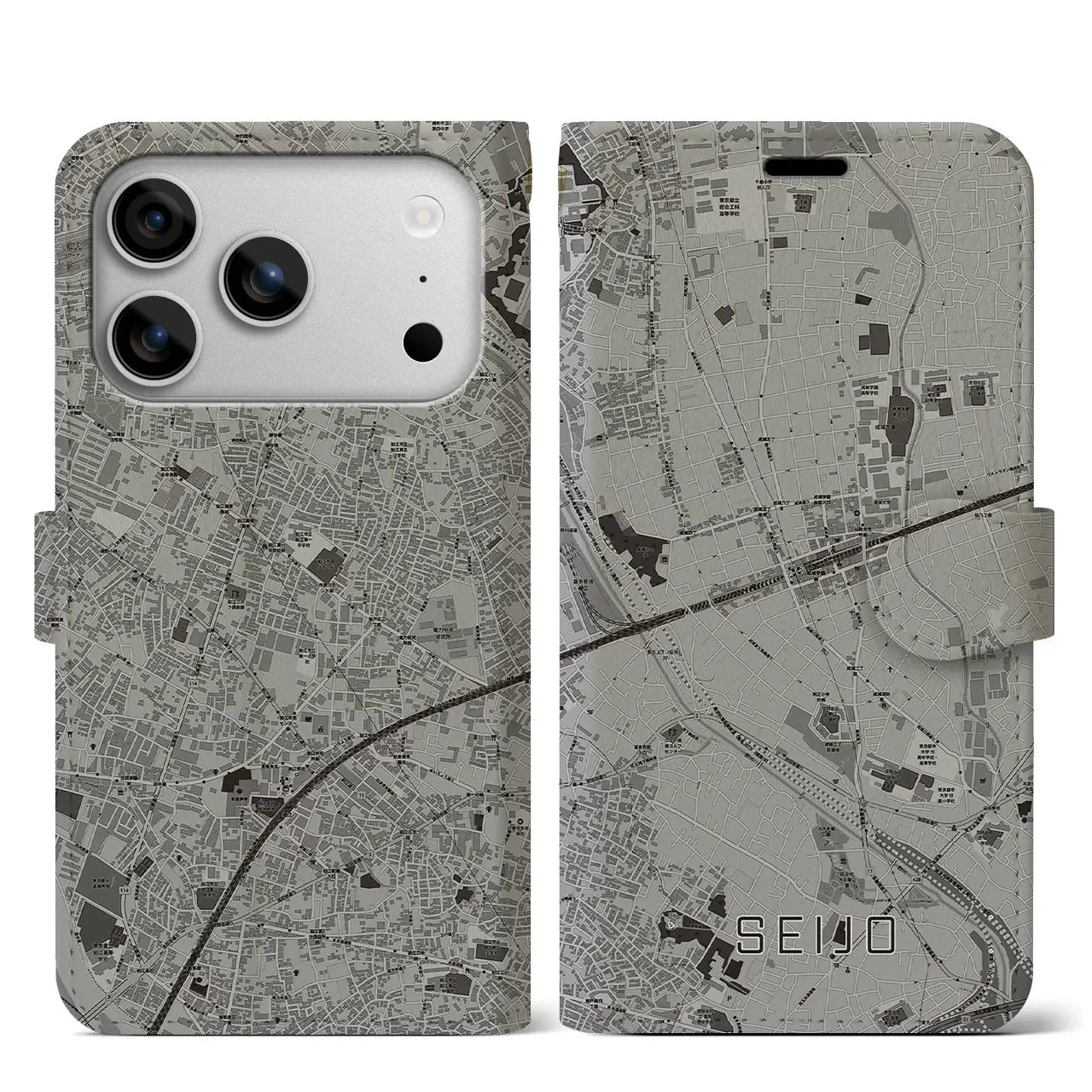 【成城(東京都)】地図柄iPhoneケース(手帳タイプ)