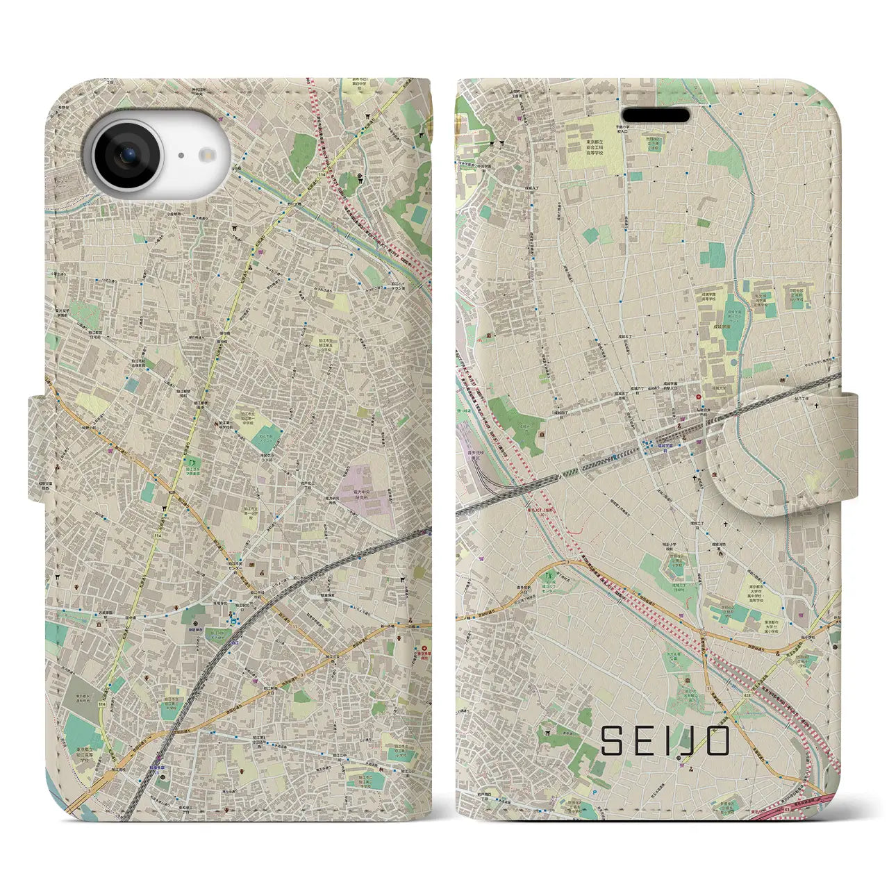 【成城(東京都)】地図柄iPhoneケース(手帳タイプ)