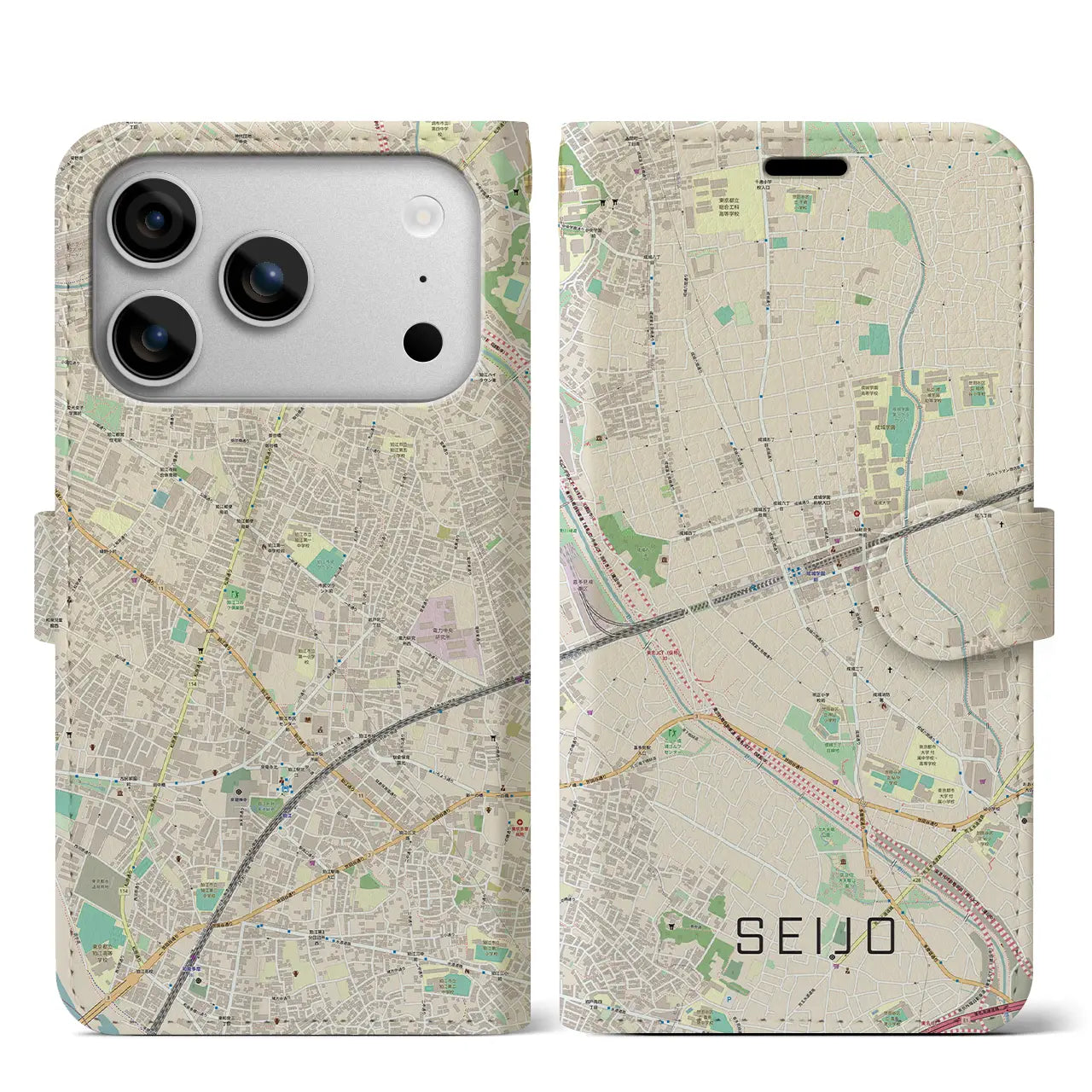 【成城(東京都)】地図柄iPhoneケース(手帳タイプ)