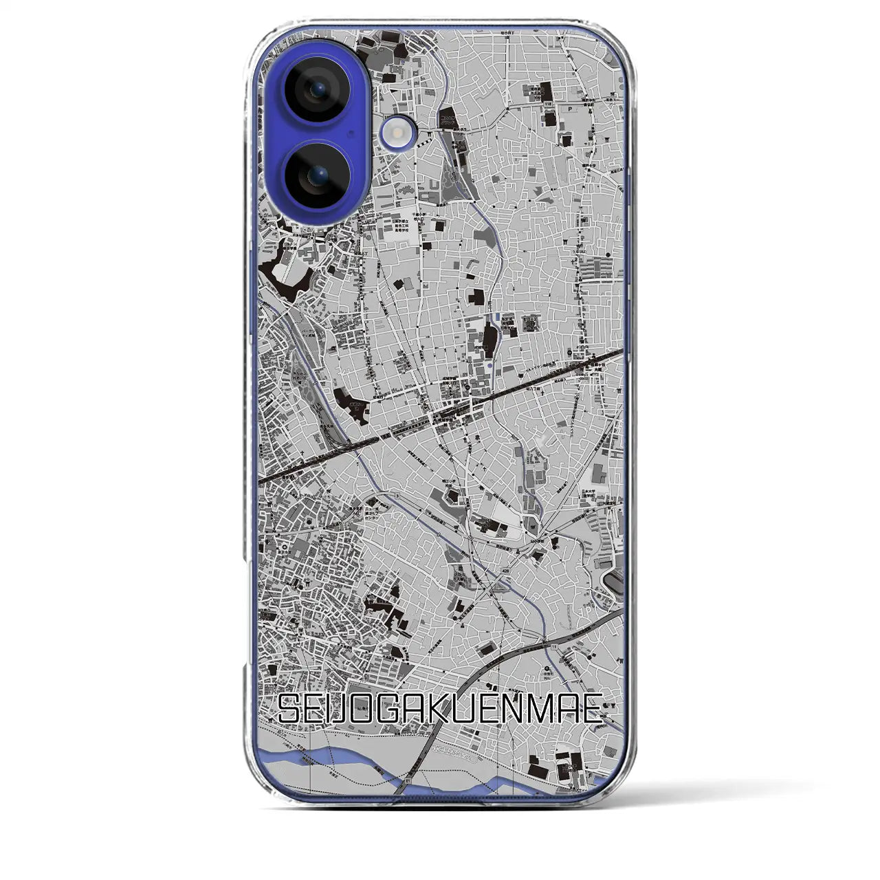 【成城学園前(東京都)】地図柄iPhoneケース(クリアタイプ)モノトーン・iPhone 16 Pro Max 用