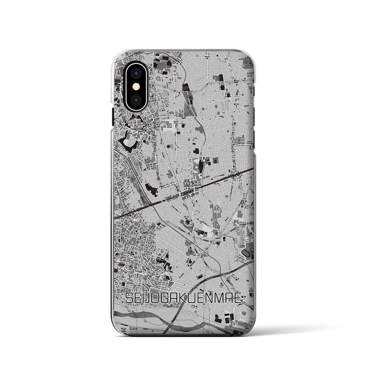 【成城学園前(東京都)】地図柄iPhoneケース(クリアタイプ)モノトーン・iPhone XS / X 用