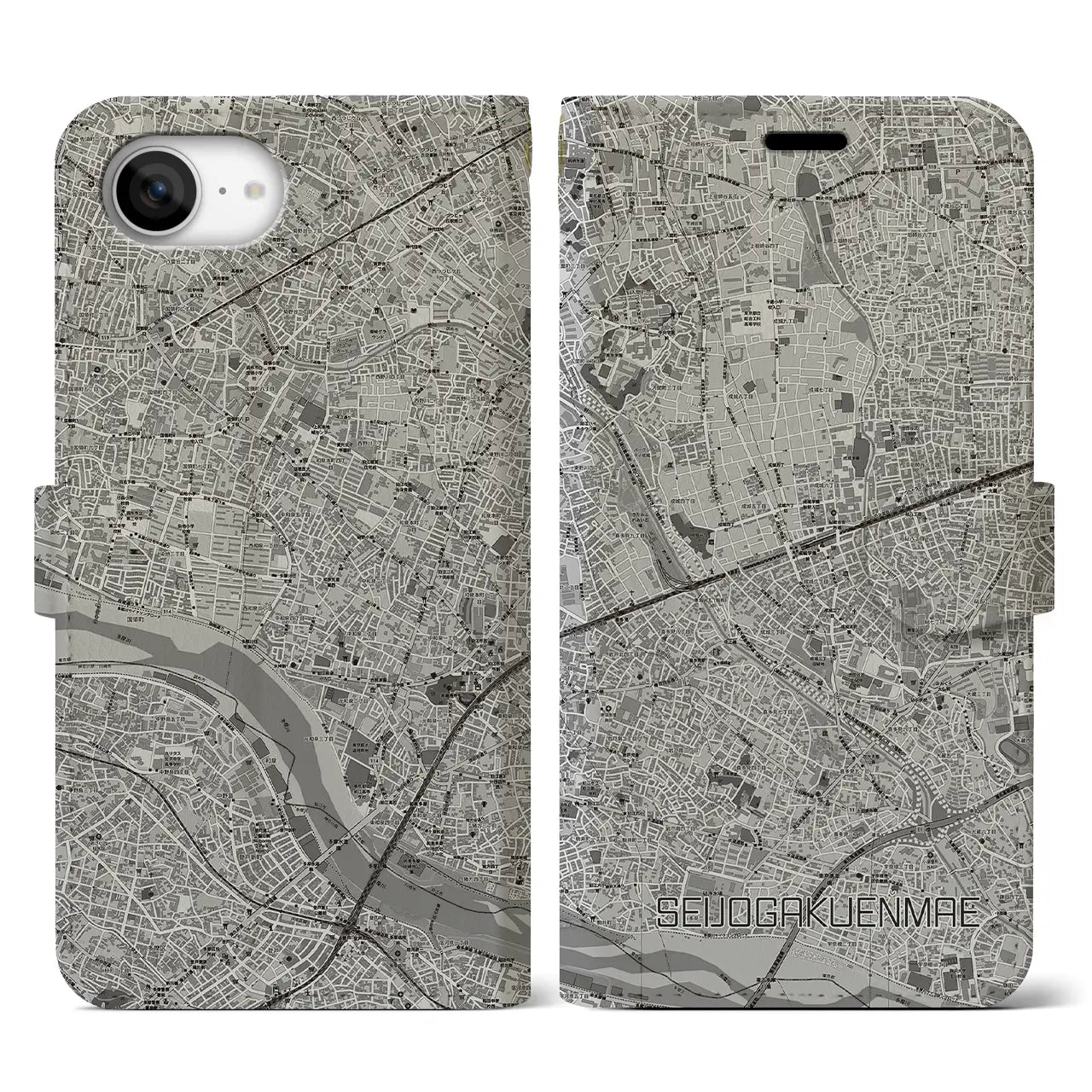 【成城学園前(東京都)】地図柄iPhoneケース(手帳タイプ)