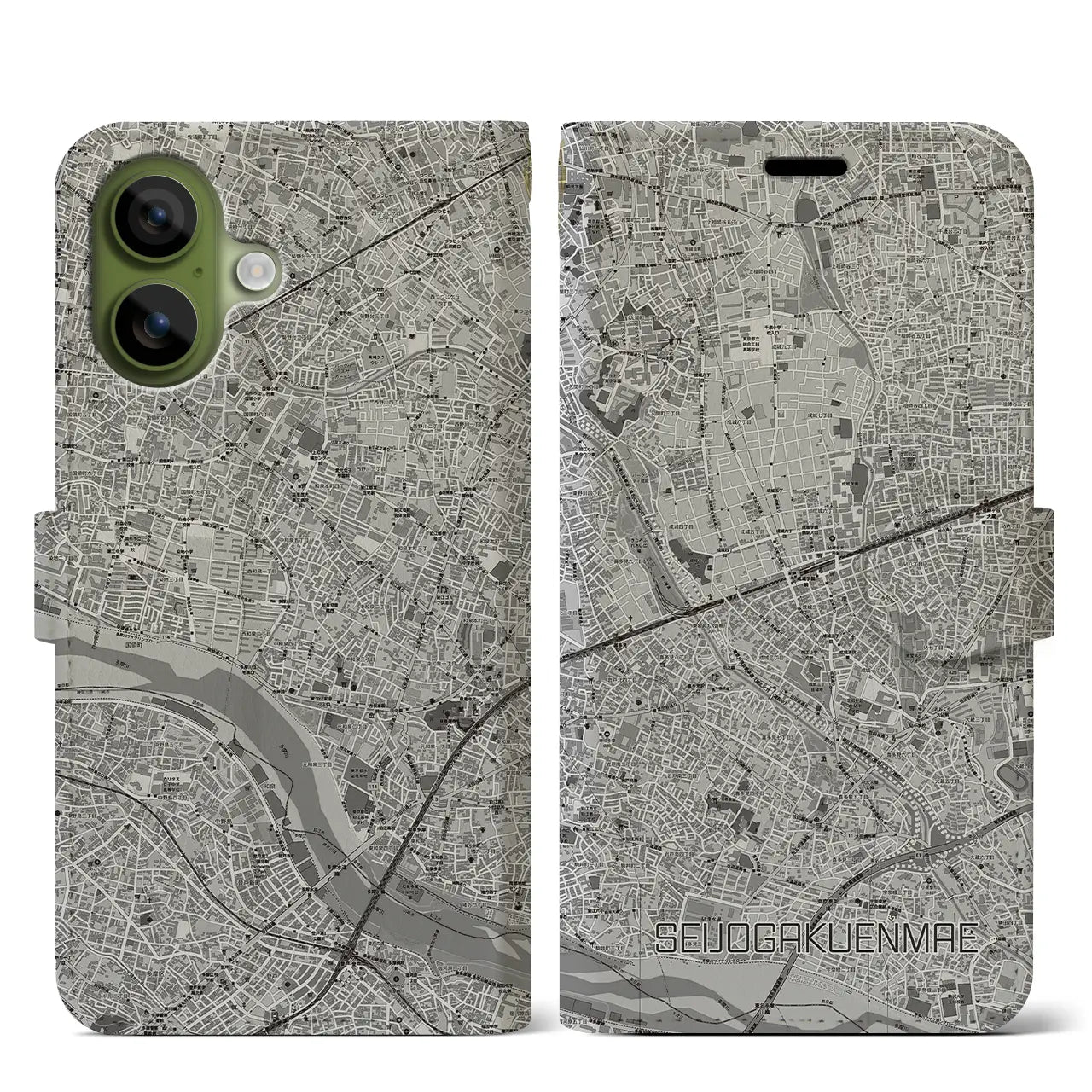 【成城学園前(東京都)】地図柄iPhoneケース(手帳タイプ)