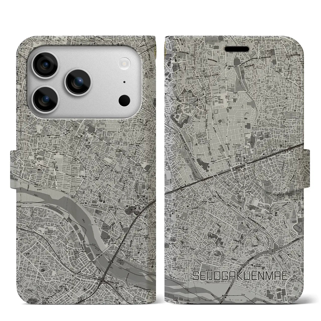 【成城学園前(東京都)】地図柄iPhoneケース(手帳タイプ)