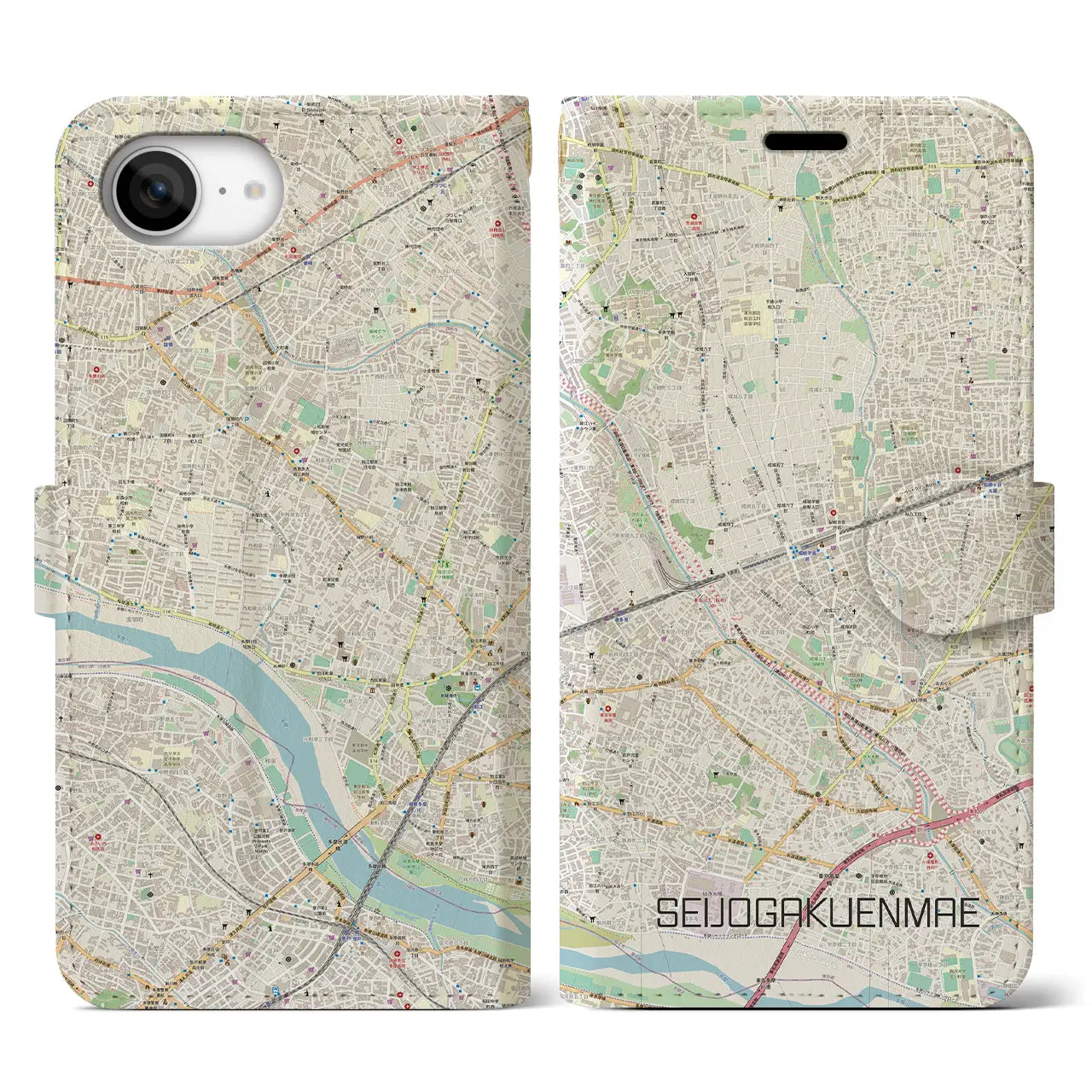 【成城学園前(東京都)】地図柄iPhoneケース(手帳タイプ)