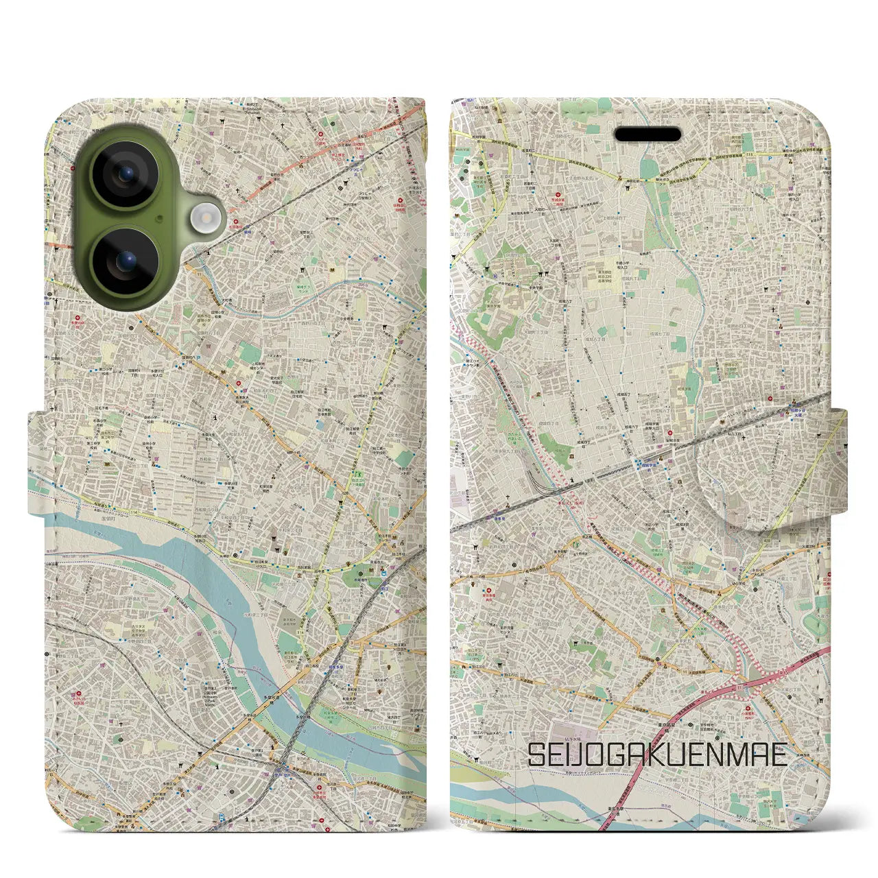 【成城学園前(東京都)】地図柄iPhoneケース(手帳タイプ)