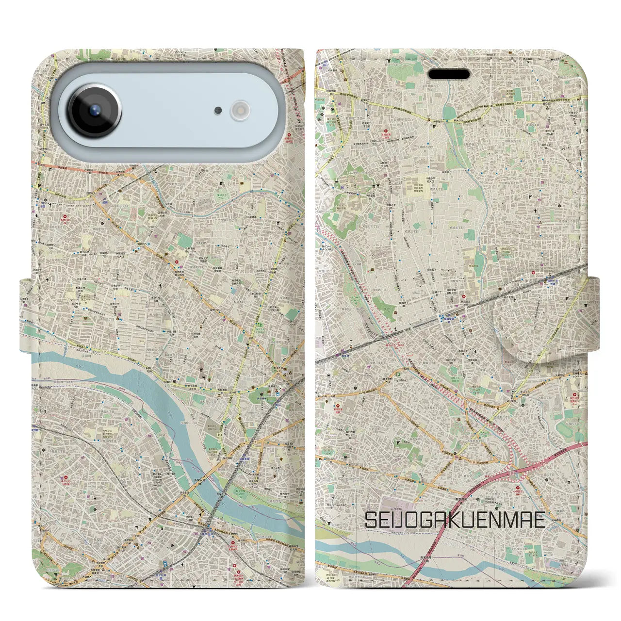 【成城学園前(東京都)】地図柄iPhoneケース(手帳タイプ)