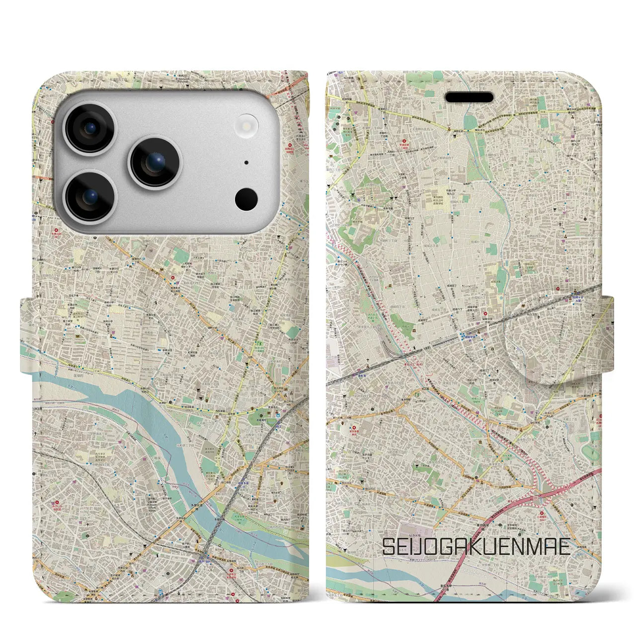 【成城学園前(東京都)】地図柄iPhoneケース(手帳タイプ)