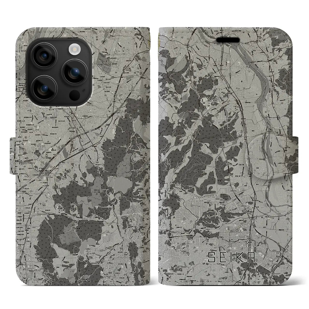 【精華(京都府)】地図柄iPhoneケース(手帳タイプ)