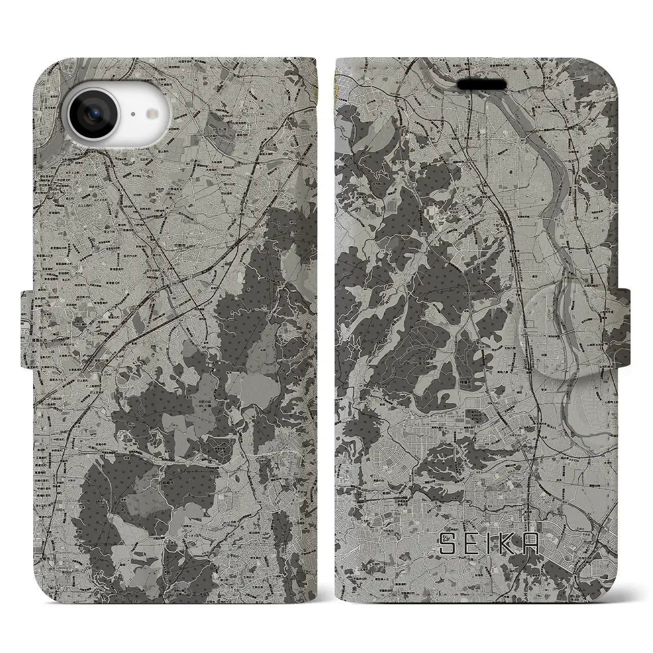 【精華(京都府)】地図柄iPhoneケース(手帳タイプ)