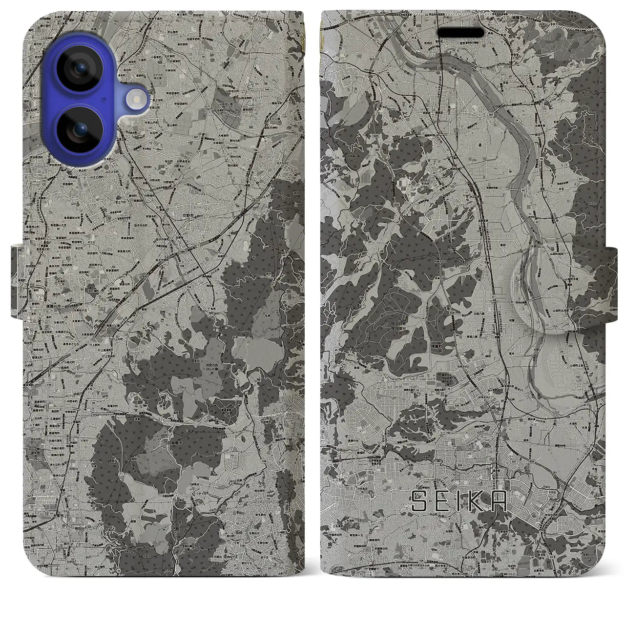 【精華(京都府)】地図柄iPhoneケース(手帳タイプ)