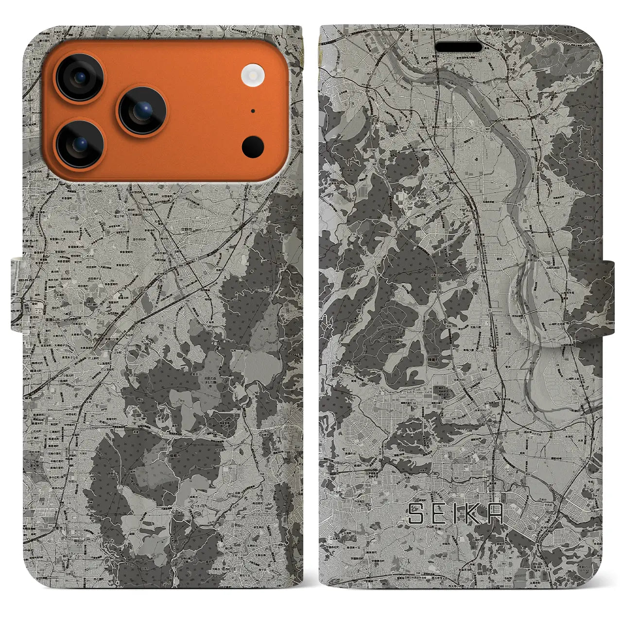 【精華(京都府)】地図柄iPhoneケース(手帳タイプ)