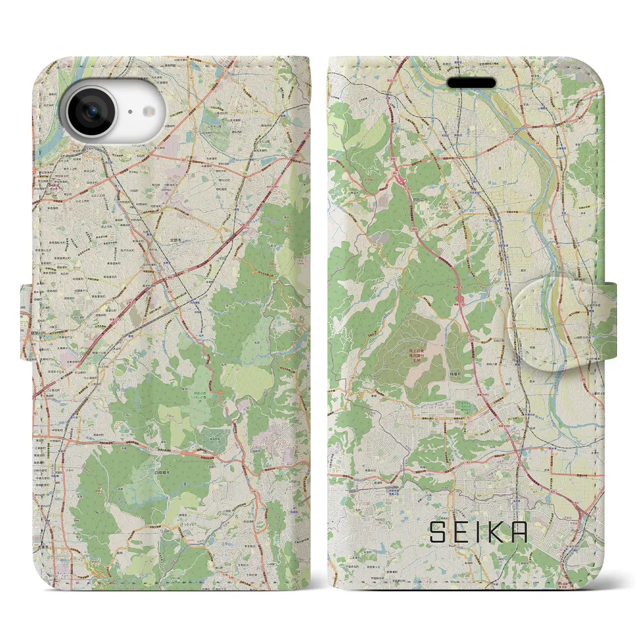 【精華(京都府)】地図柄iPhoneケース(手帳タイプ)