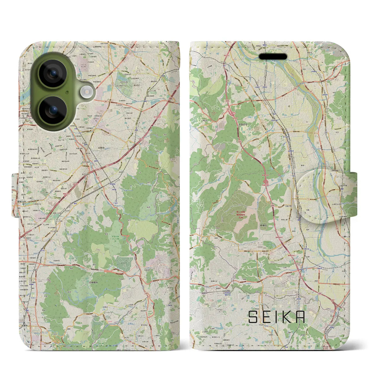 【精華(京都府)】地図柄iPhoneケース(手帳タイプ)