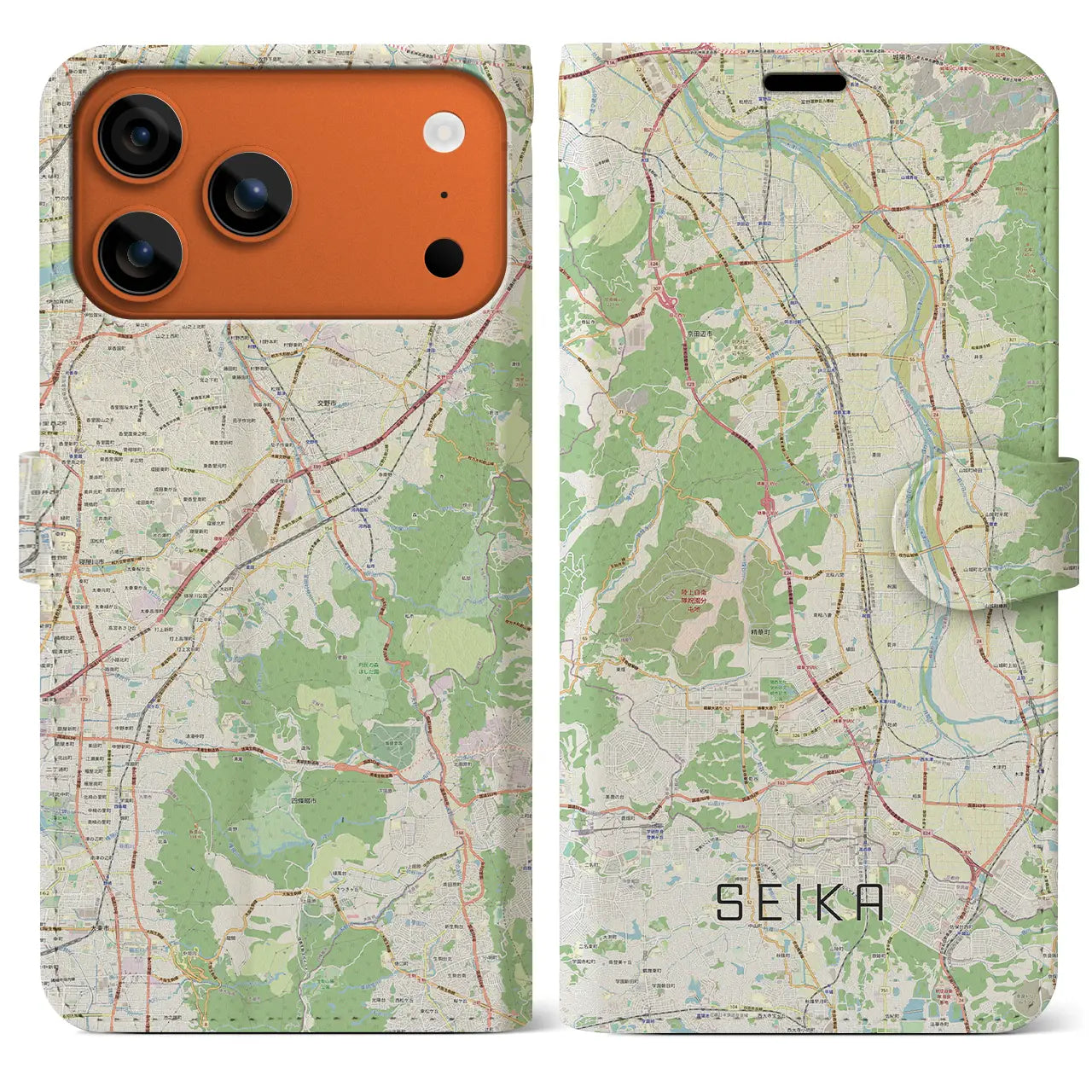 【精華(京都府)】地図柄iPhoneケース(手帳タイプ)