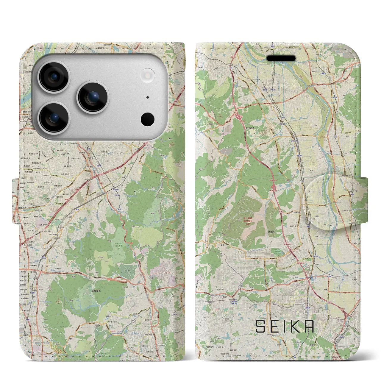 【精華(京都府)】地図柄iPhoneケース(手帳タイプ)