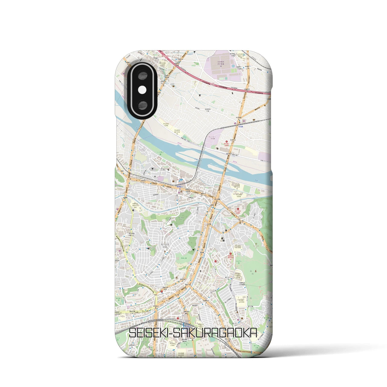 【聖蹟桜ヶ丘(東京都)】地図柄iPhoneケース(バックカバータイプ)