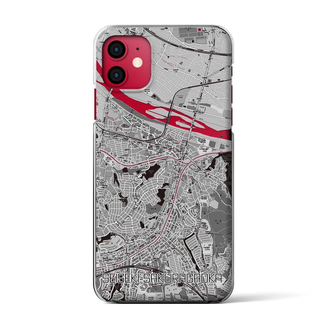 【聖蹟桜ヶ丘(東京都)】地図柄iPhoneケース(クリアタイプ)