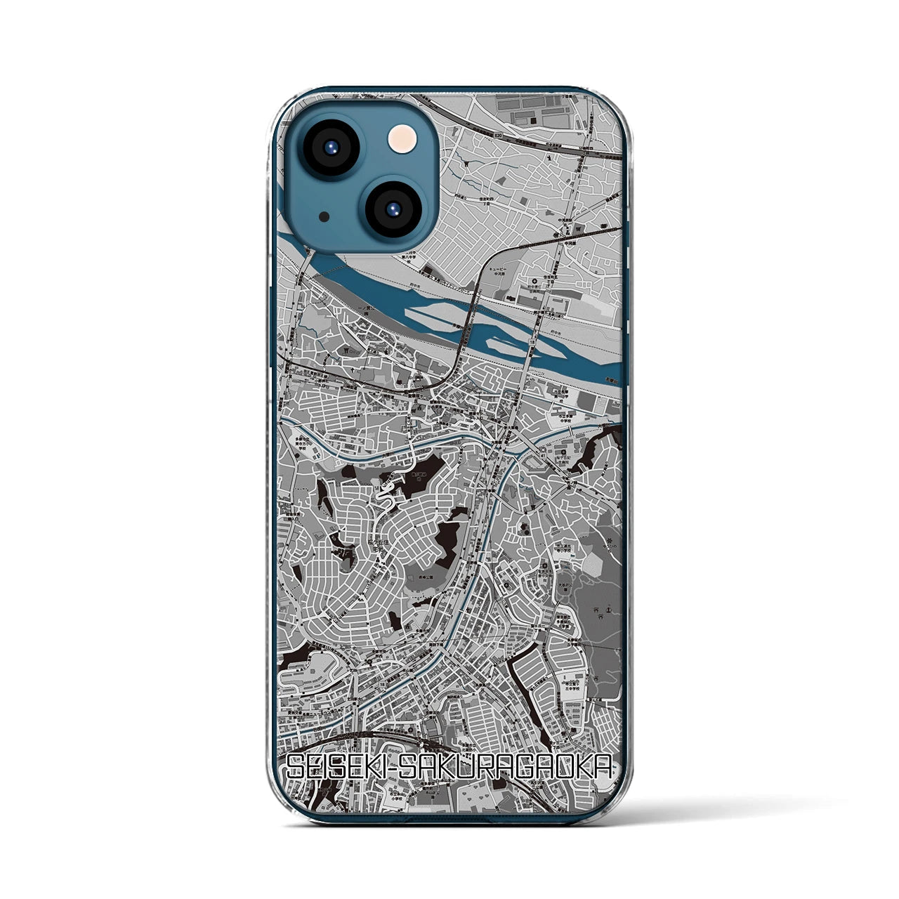 【聖蹟桜ヶ丘(東京都)】地図柄iPhoneケース(クリアタイプ)