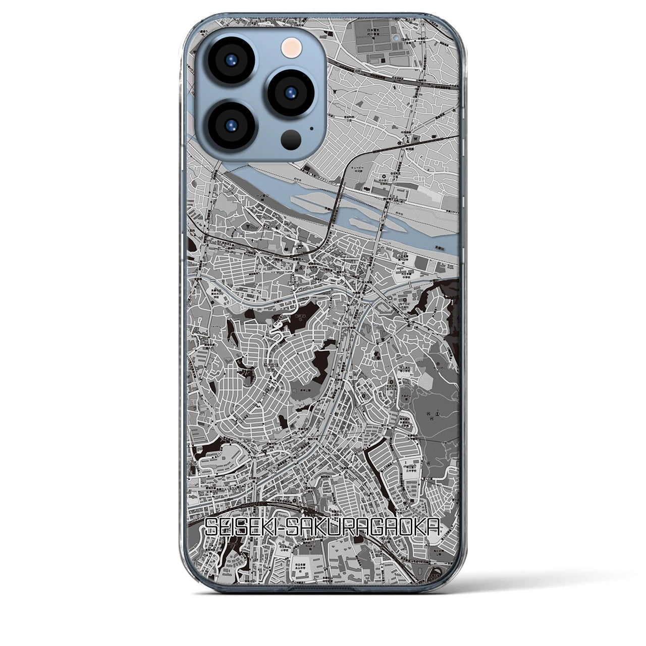 【聖蹟桜ヶ丘(東京都)】地図柄iPhoneケース(クリアタイプ)