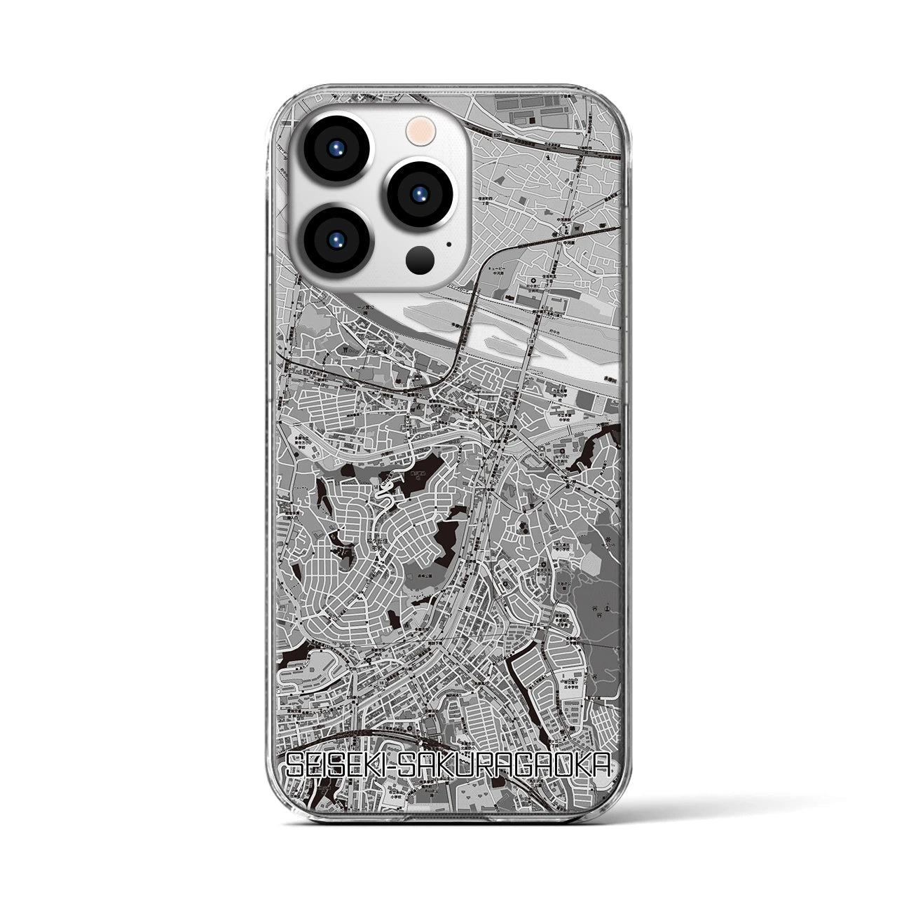 【聖蹟桜ヶ丘(東京都)】地図柄iPhoneケース(クリアタイプ)