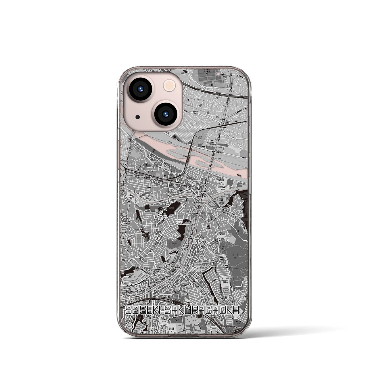 【聖蹟桜ヶ丘(東京都)】地図柄iPhoneケース(クリアタイプ)