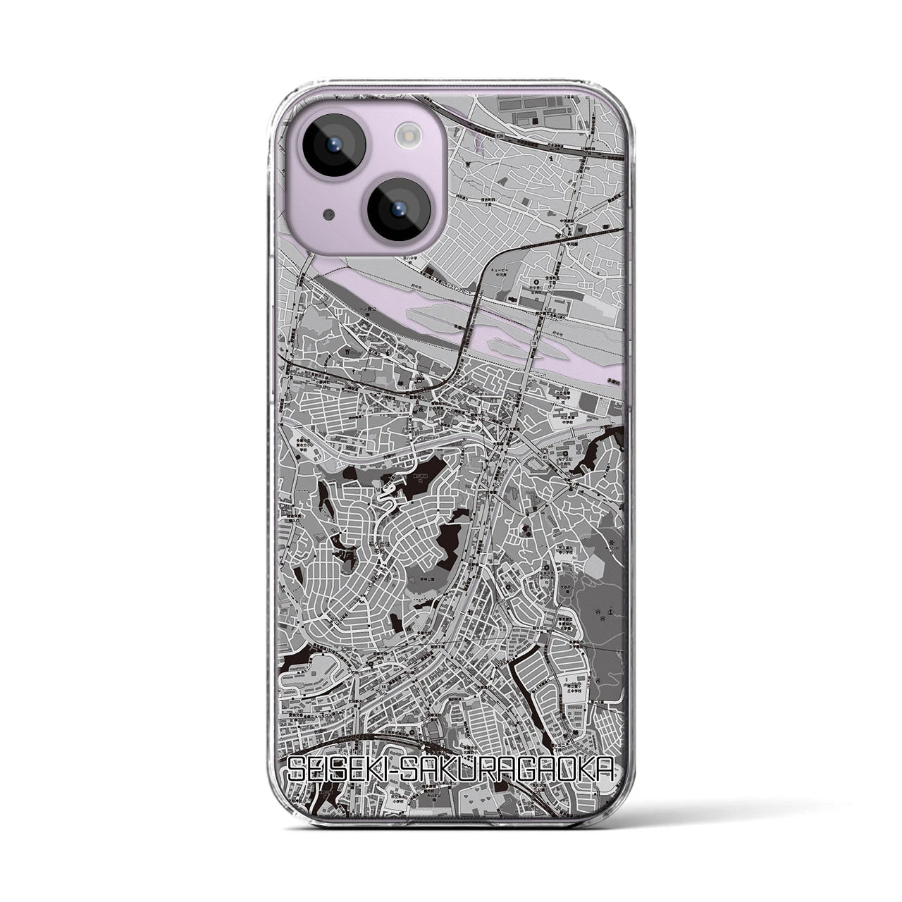 【聖蹟桜ヶ丘(東京都)】地図柄iPhoneケース(クリアタイプ)