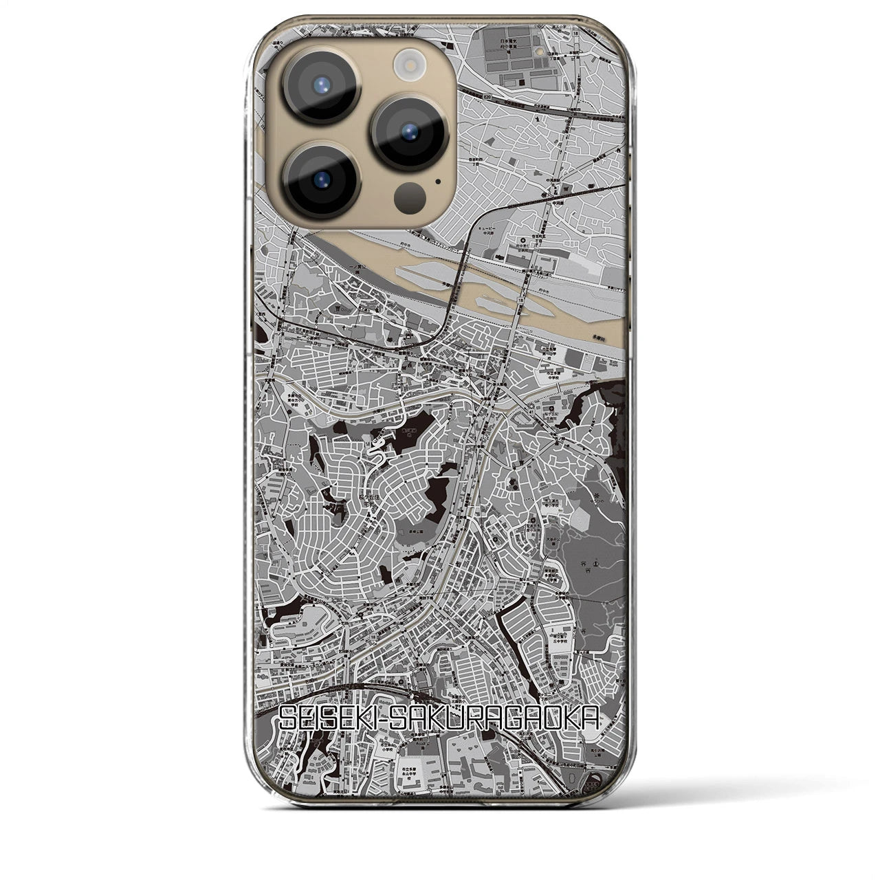 【聖蹟桜ヶ丘(東京都)】地図柄iPhoneケース(クリアタイプ)