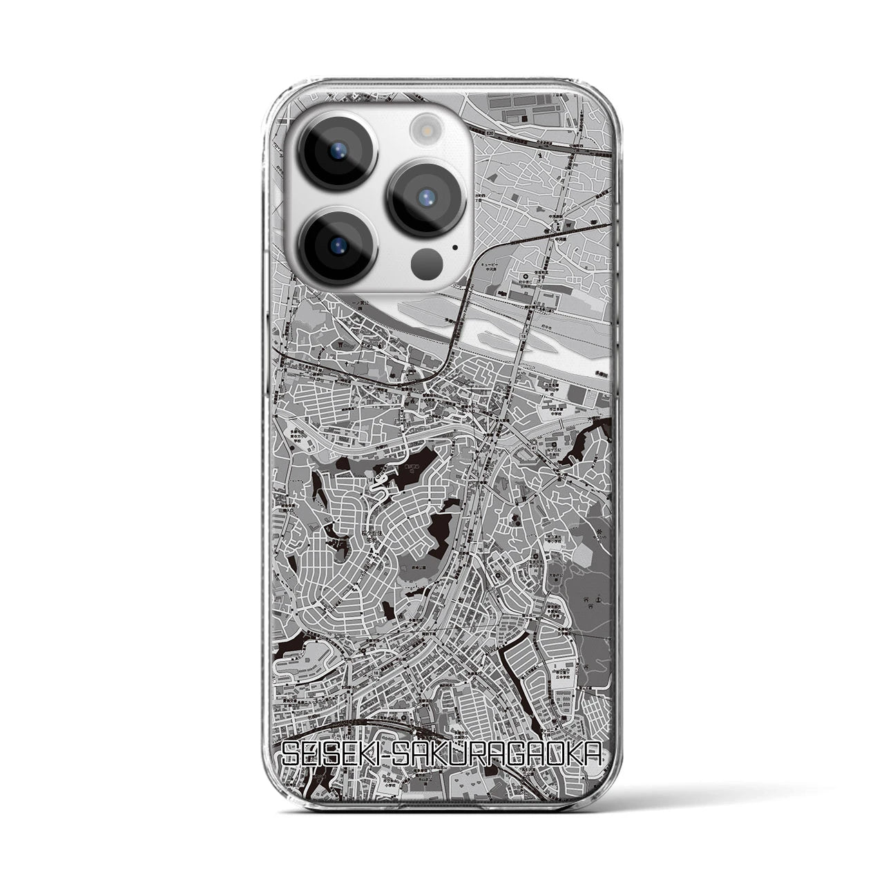 【聖蹟桜ヶ丘(東京都)】地図柄iPhoneケース(クリアタイプ)