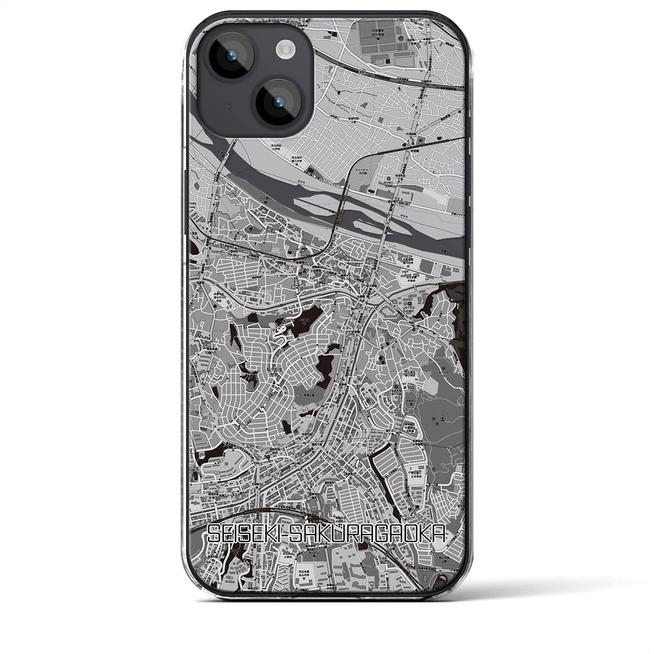 【聖蹟桜ヶ丘(東京都)】地図柄iPhoneケース(クリアタイプ)