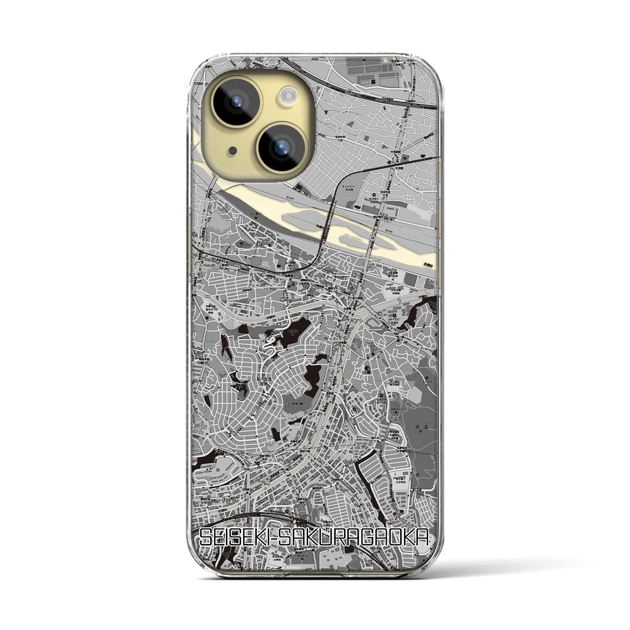 【聖蹟桜ヶ丘(東京都)】地図柄iPhoneケース(クリアタイプ)