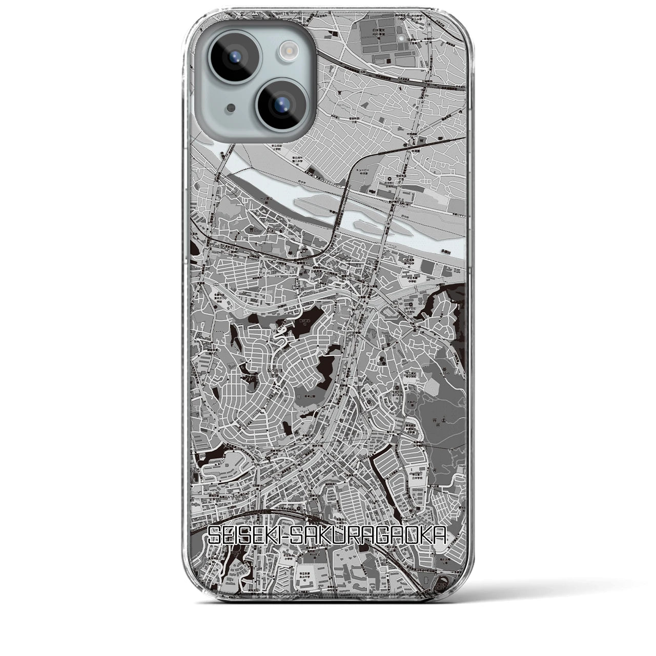 【聖蹟桜ヶ丘(東京都)】地図柄iPhoneケース(クリアタイプ)