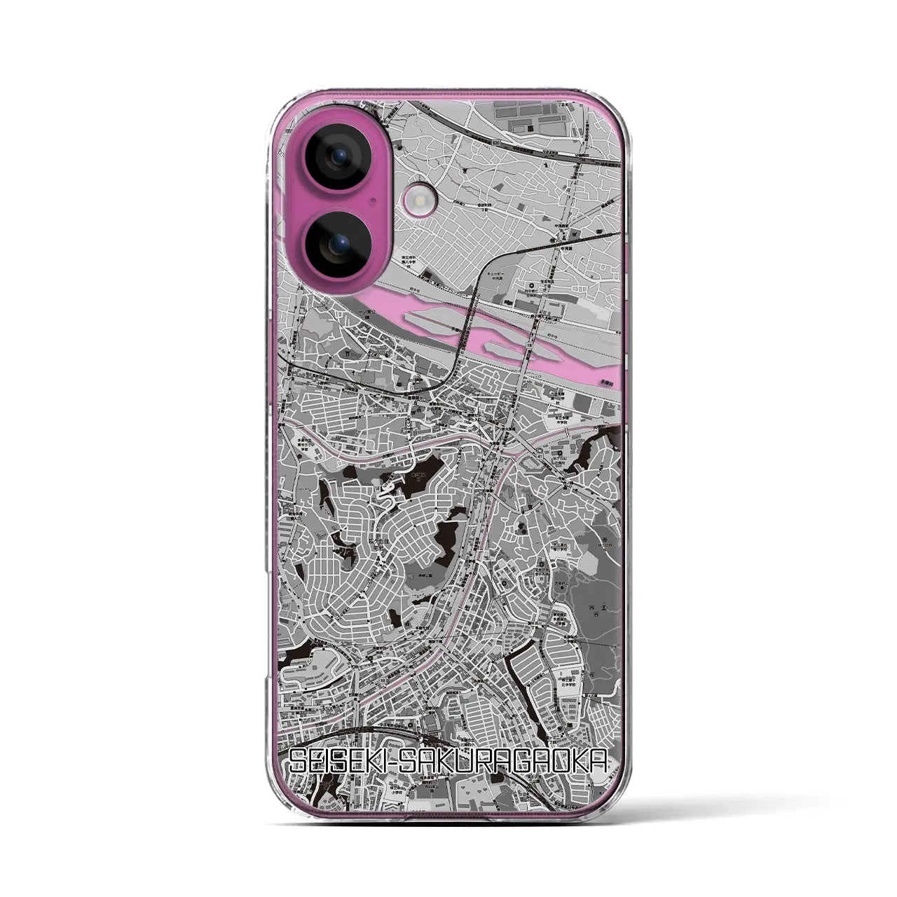 【聖蹟桜ヶ丘(東京都)】地図柄iPhoneケース(クリアタイプ)