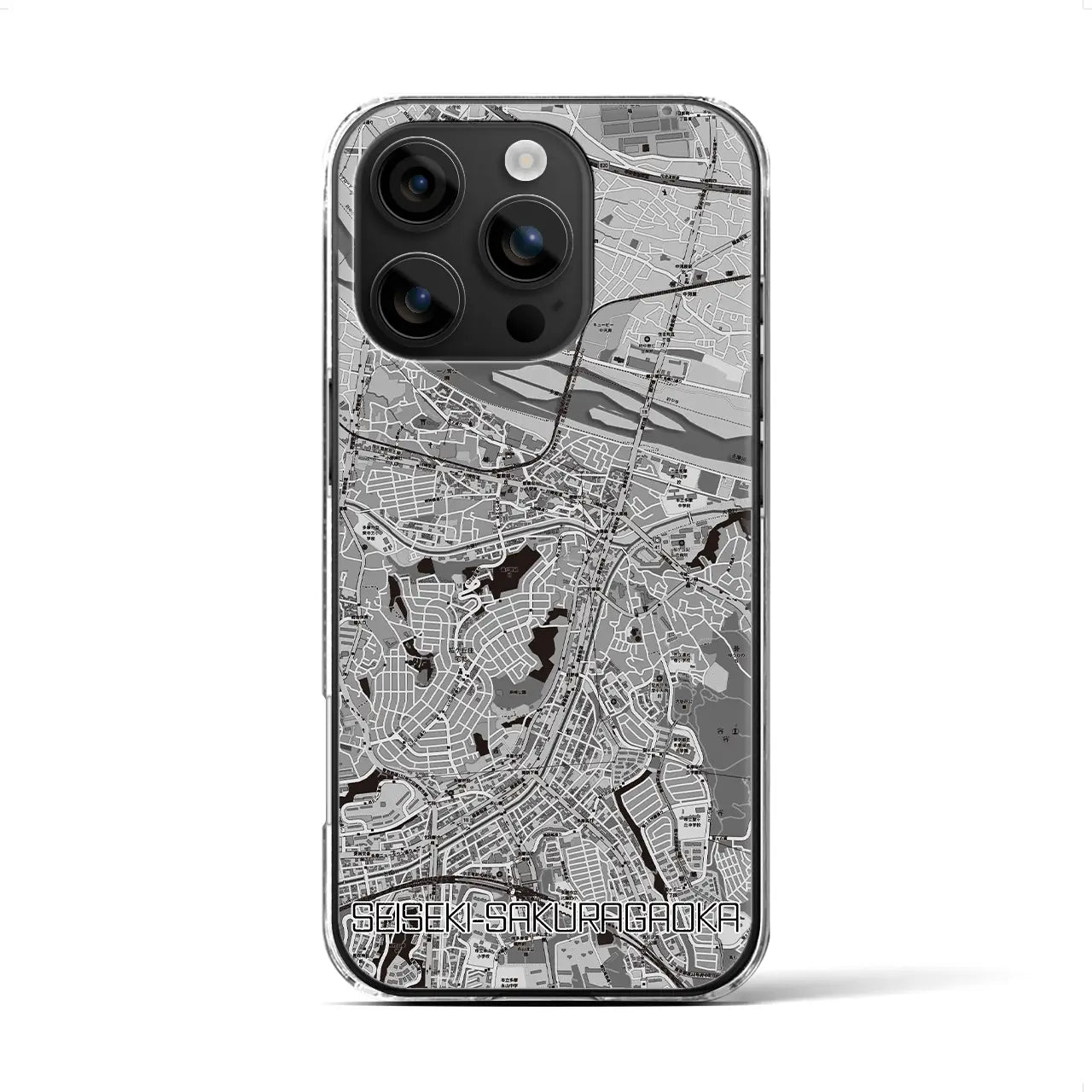 【聖蹟桜ヶ丘(東京都)】地図柄iPhoneケース(クリアタイプ)