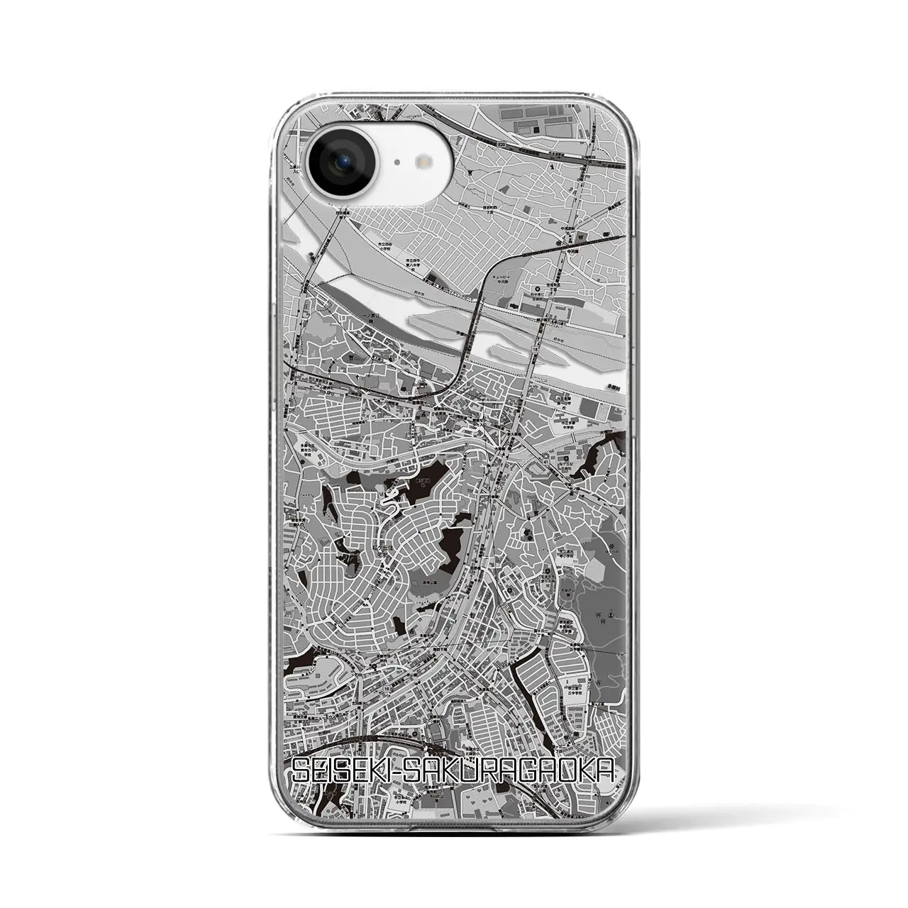 【聖蹟桜ヶ丘(東京都)】地図柄iPhoneケース(クリアタイプ)