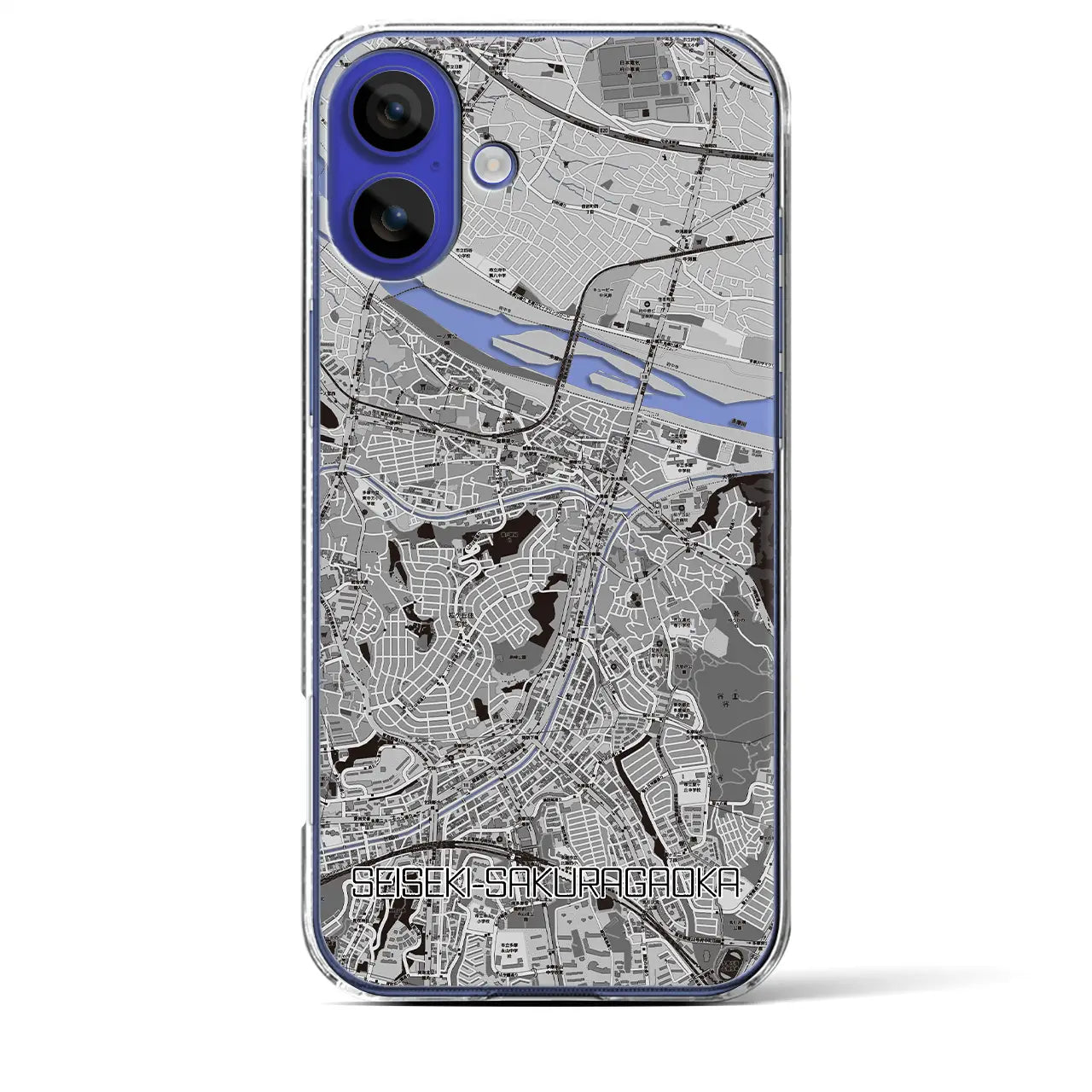 【聖蹟桜ヶ丘(東京都)】地図柄iPhoneケース(クリアタイプ)