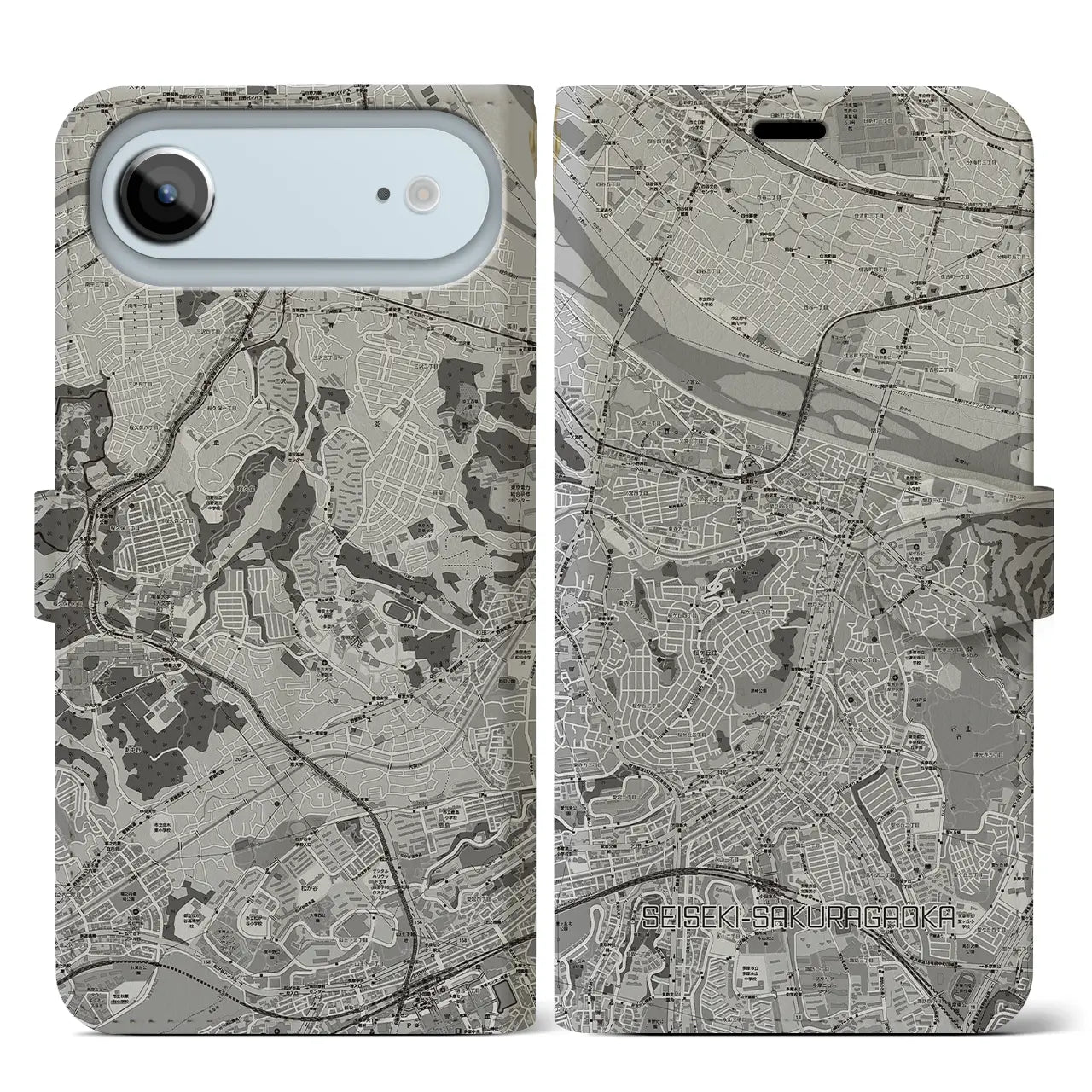 【聖蹟桜ヶ丘(東京都)】地図柄iPhoneケース(手帳タイプ)