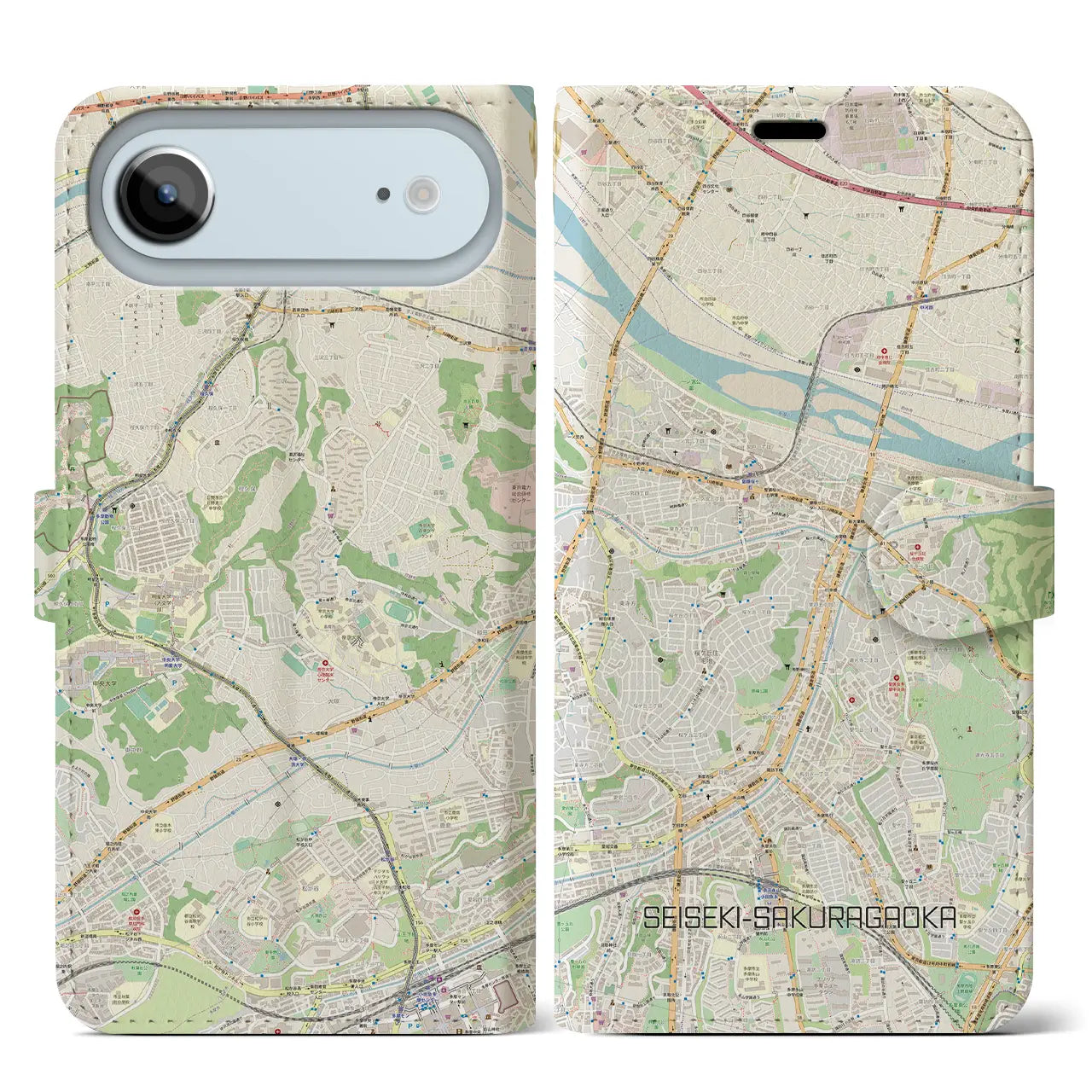 【聖蹟桜ヶ丘(東京都)】地図柄iPhoneケース(手帳タイプ)