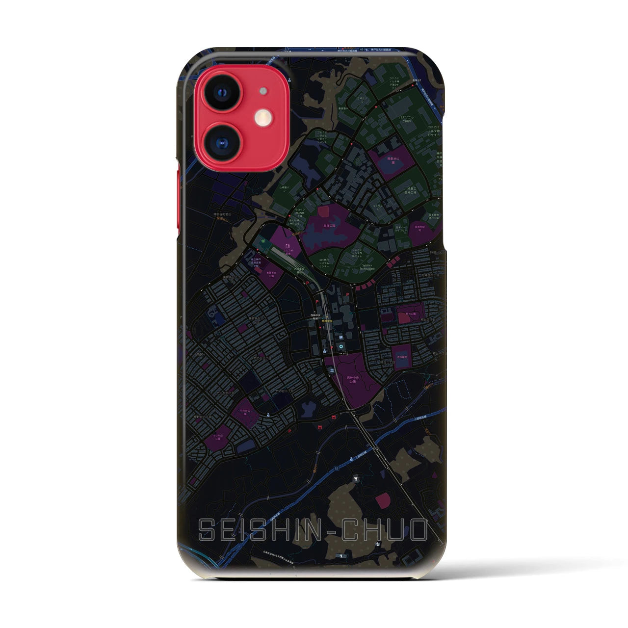 【西神中央(兵庫県)】地図柄iPhoneケース(バックカバータイプ)