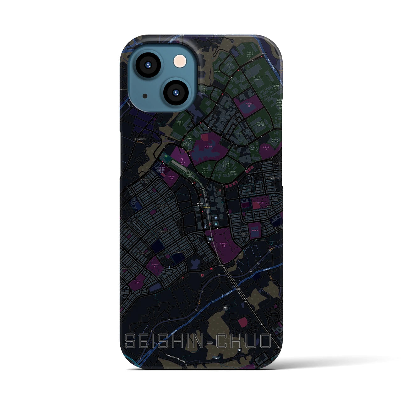 【西神中央(兵庫県)】地図柄iPhoneケース(バックカバータイプ)