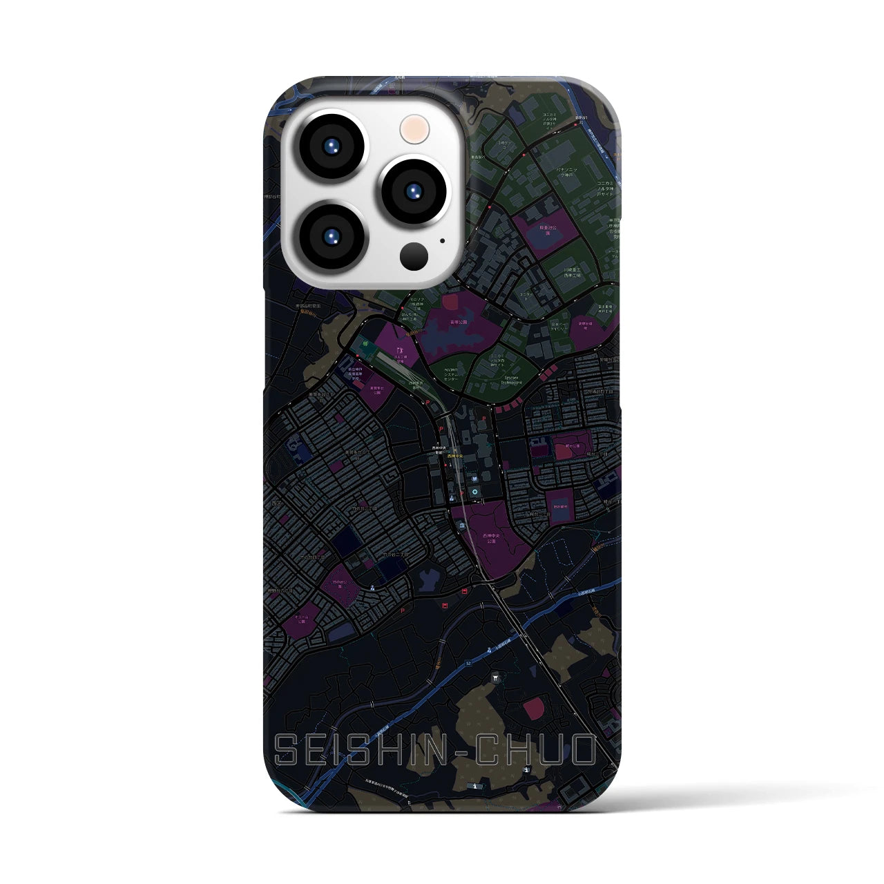 【西神中央(兵庫県)】地図柄iPhoneケース(バックカバータイプ)