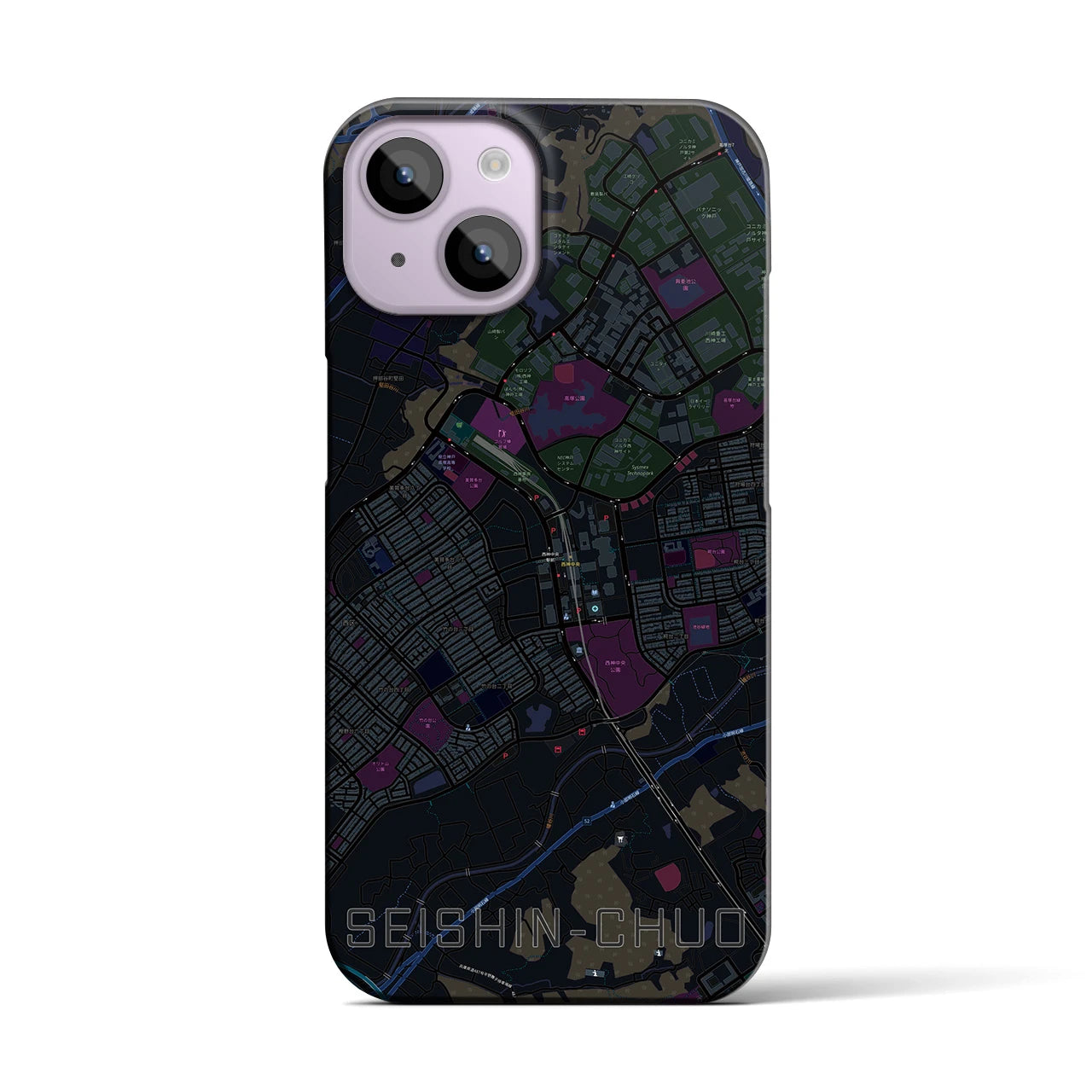 【西神中央(兵庫県)】地図柄iPhoneケース(バックカバータイプ)