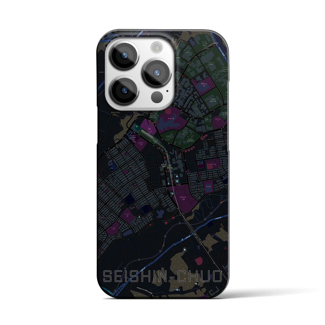 【西神中央(兵庫県)】地図柄iPhoneケース(バックカバータイプ)
