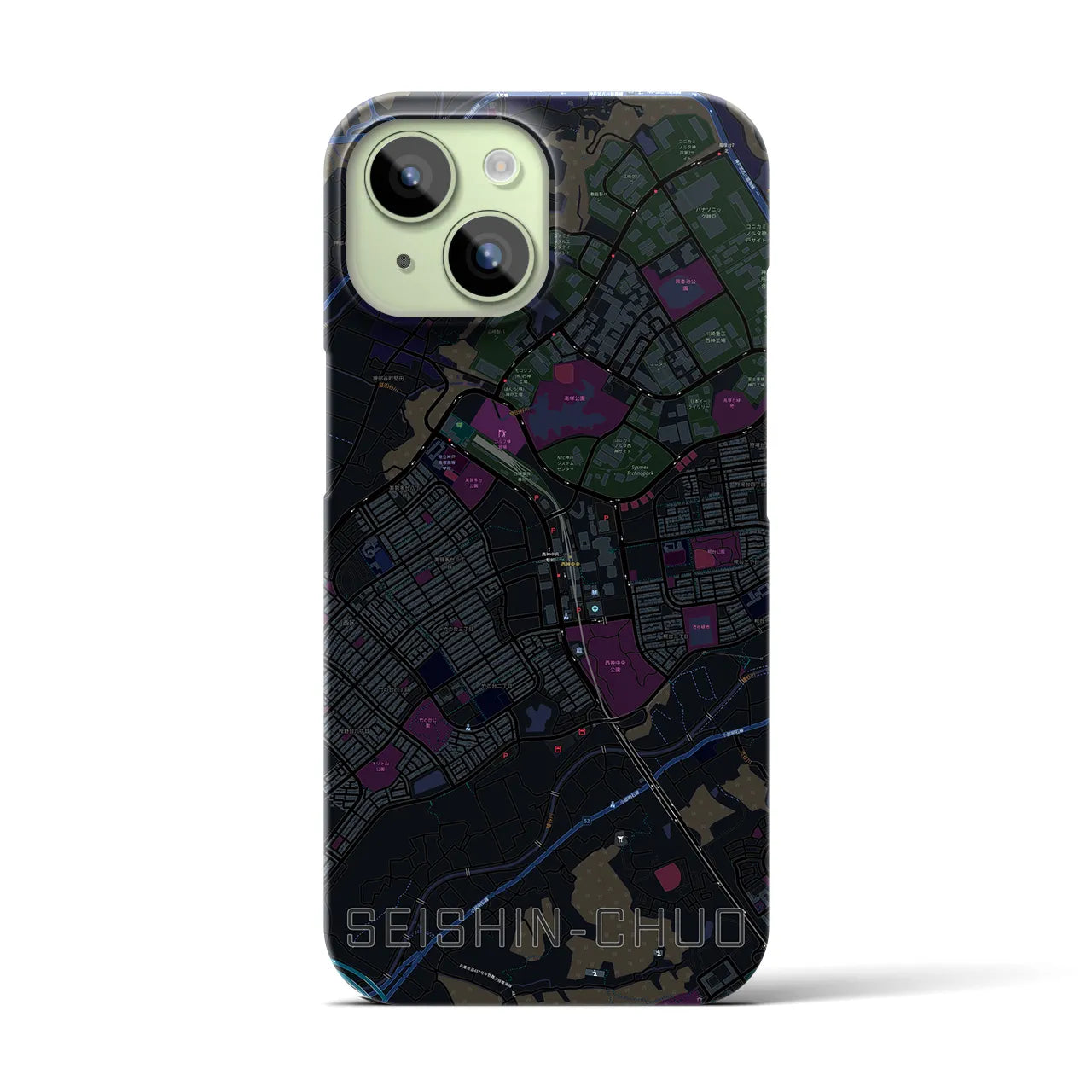 【西神中央(兵庫県)】地図柄iPhoneケース(バックカバータイプ)