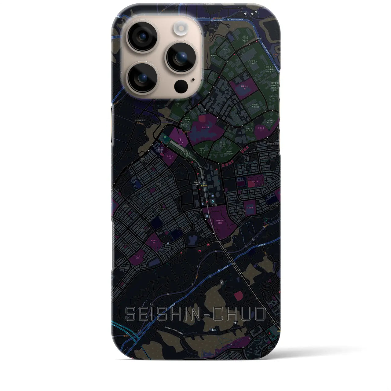 【西神中央(兵庫県)】地図柄iPhoneケース(バックカバータイプ)