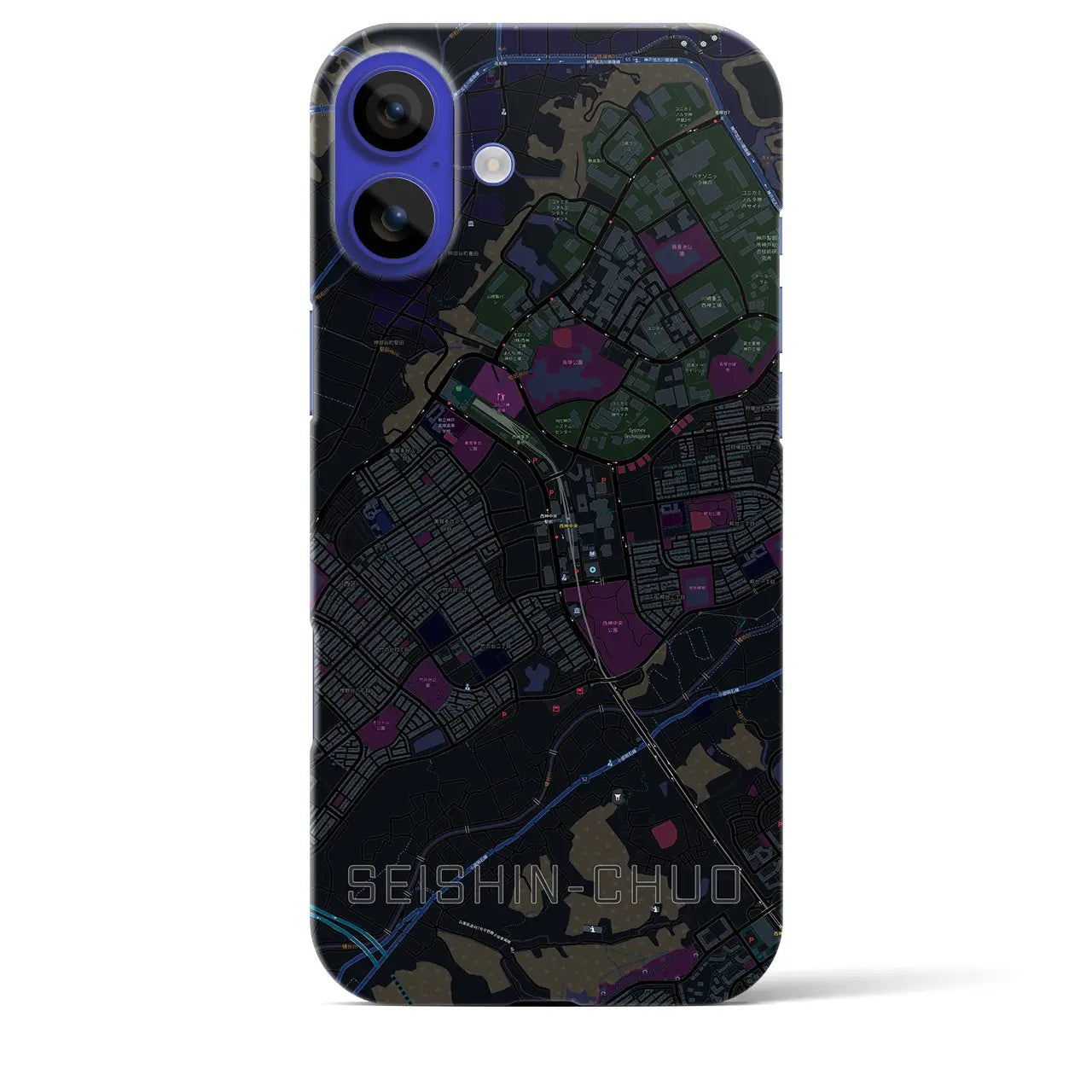 【西神中央(兵庫県)】地図柄iPhoneケース(バックカバータイプ)