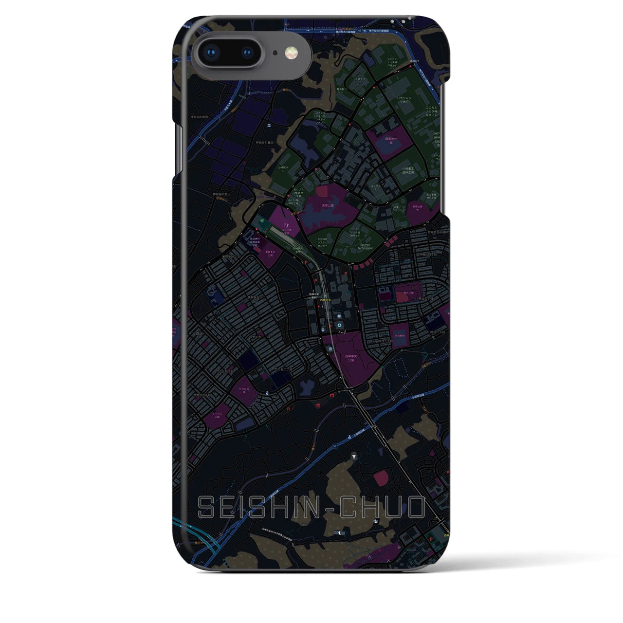 【西神中央(兵庫県)】地図柄iPhoneケース(バックカバータイプ)