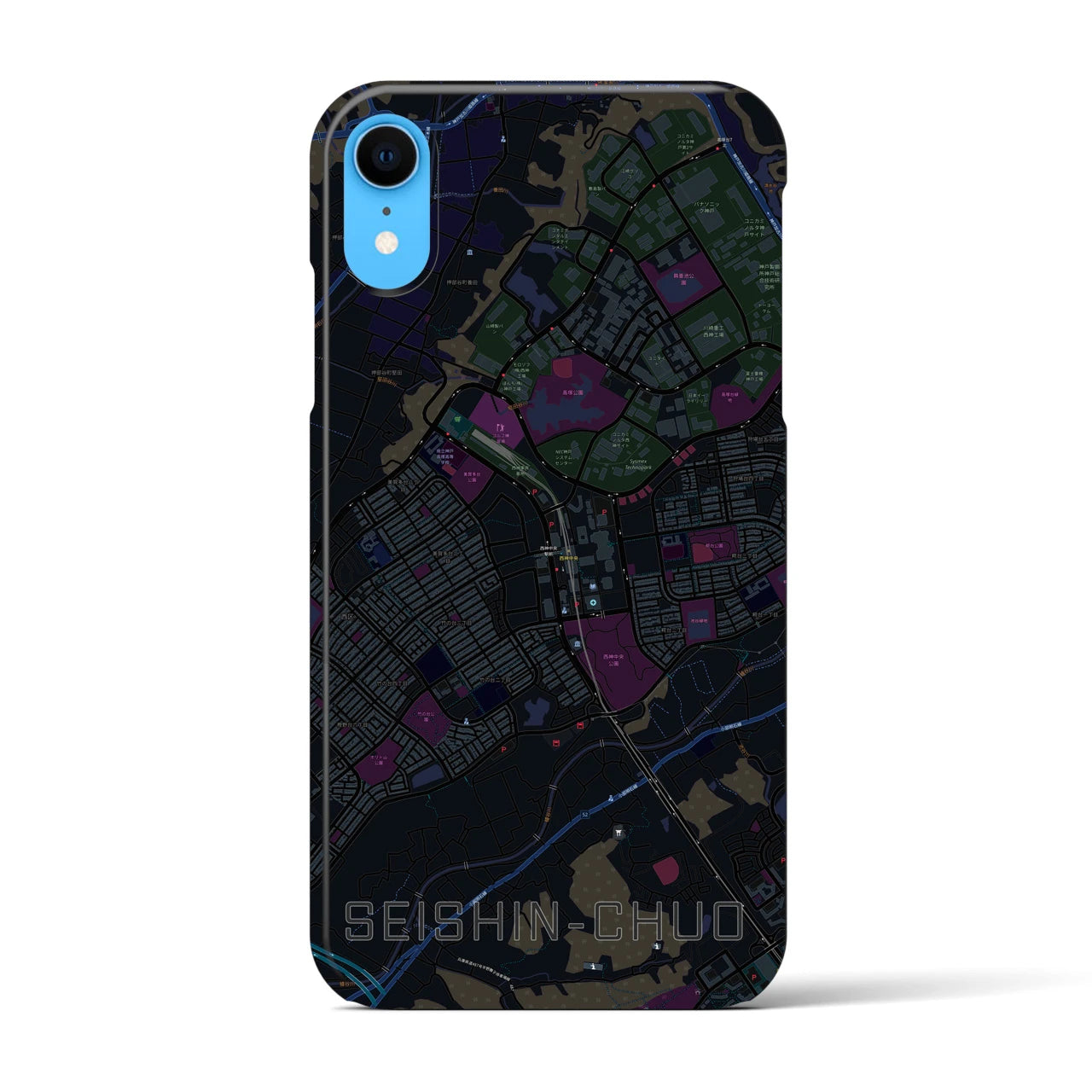 【西神中央(兵庫県)】地図柄iPhoneケース(バックカバータイプ)