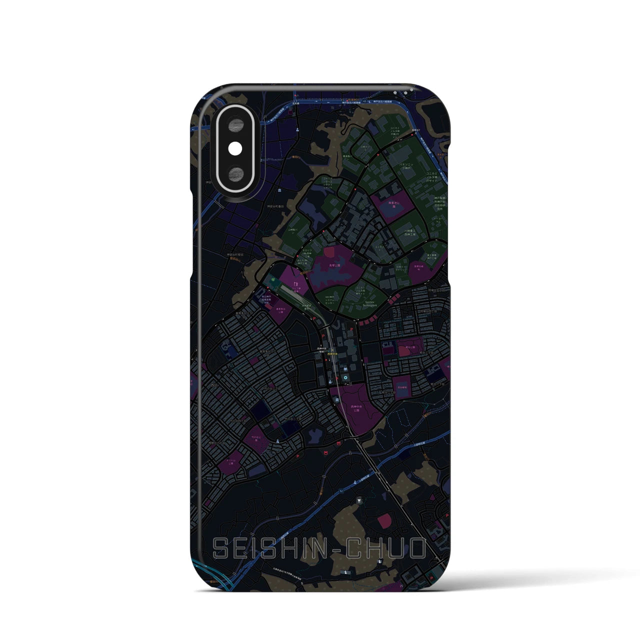 【西神中央(兵庫県)】地図柄iPhoneケース(バックカバータイプ)