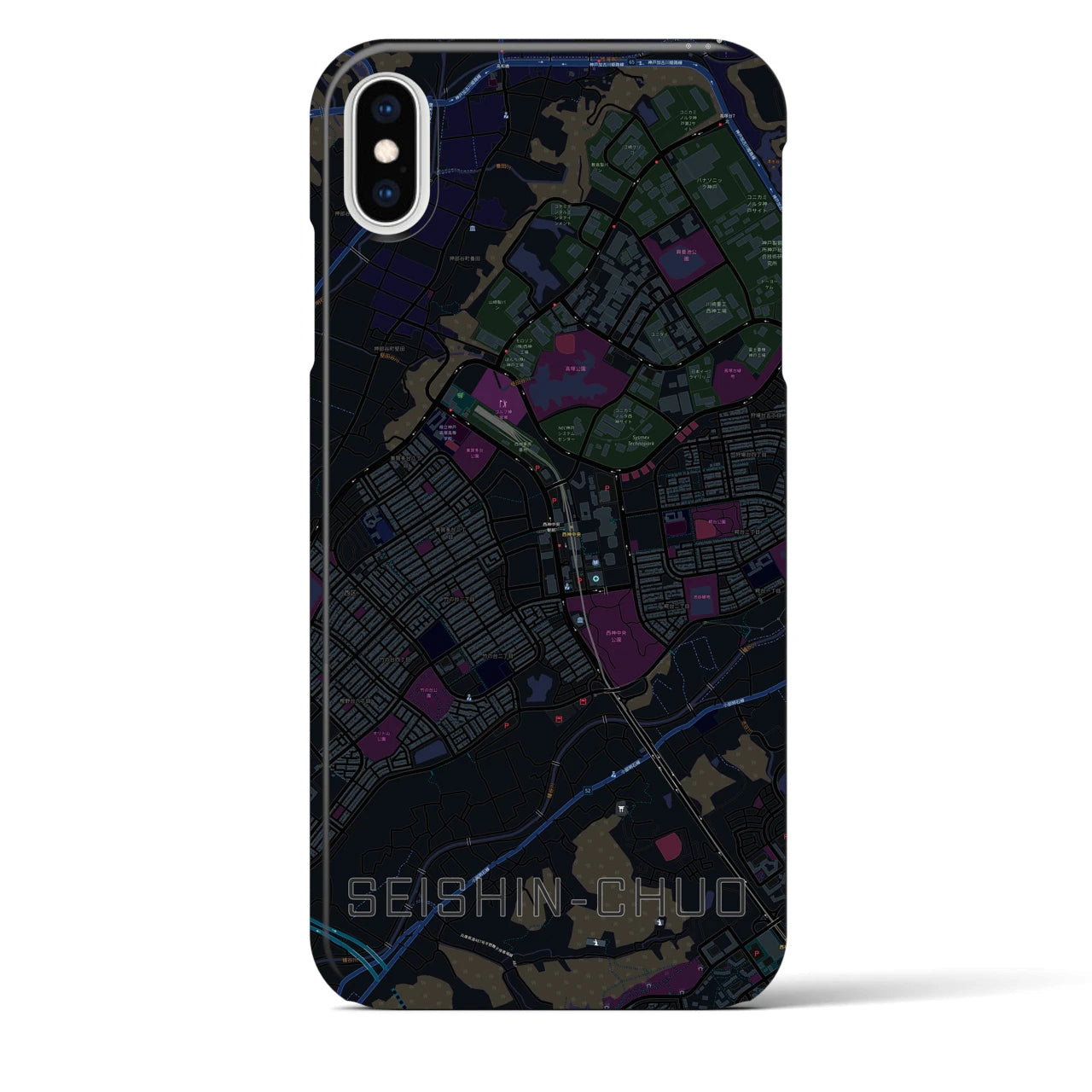 【西神中央(兵庫県)】地図柄iPhoneケース(バックカバータイプ)